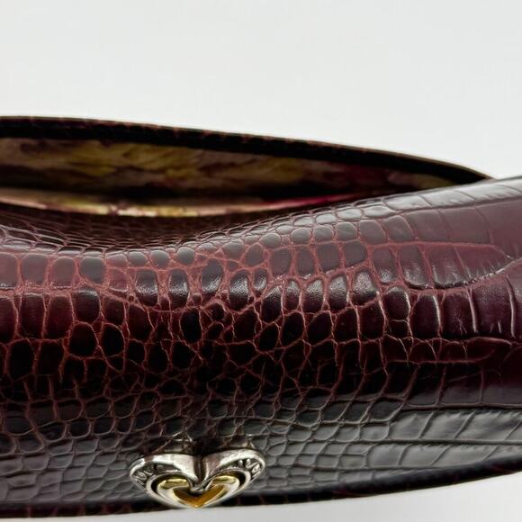 Brighton VTG Y2K Purple Cognac Crocodile Embossed Crossbody Bag Genuine Leather - Picture 8 of 15